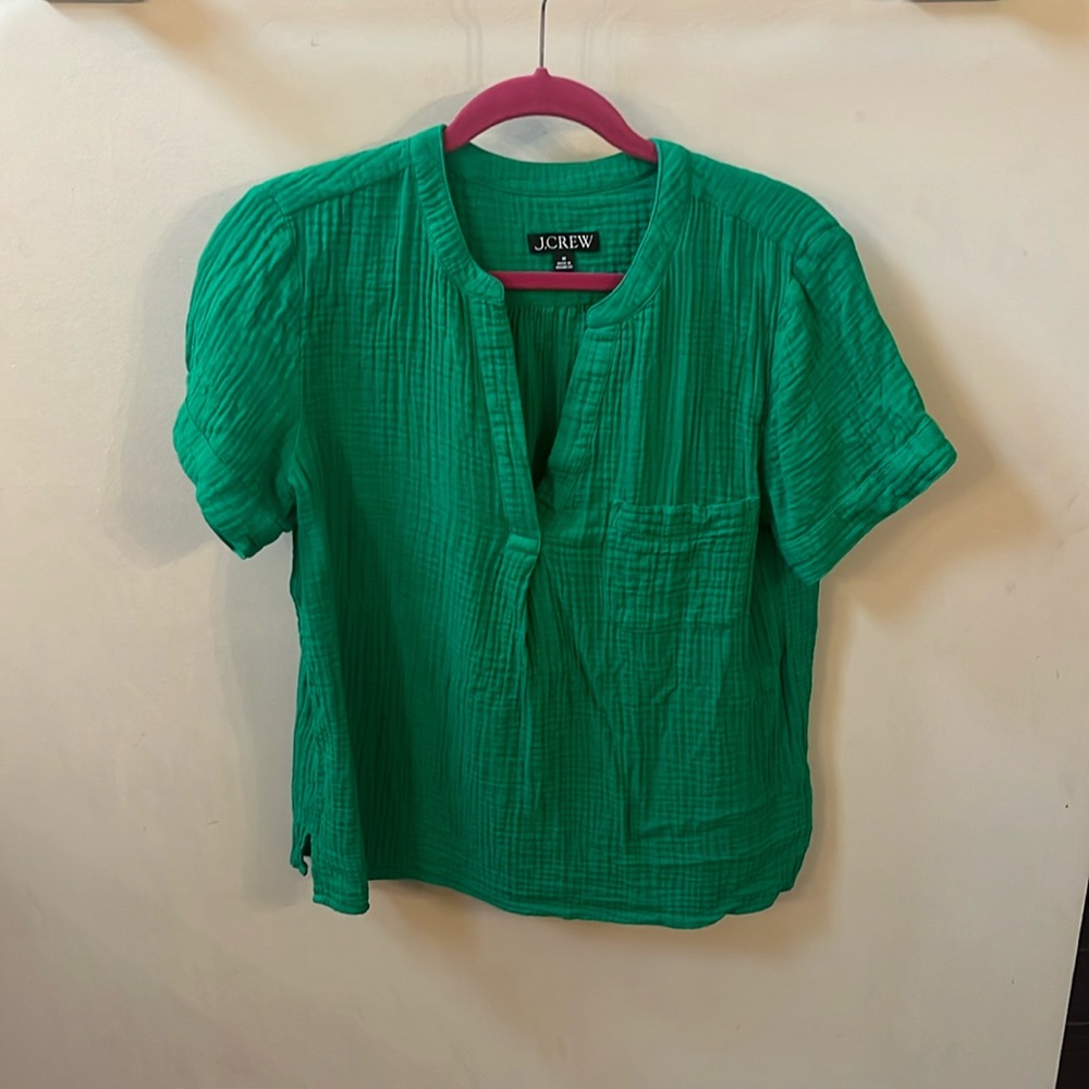 Jcrew green gauze top